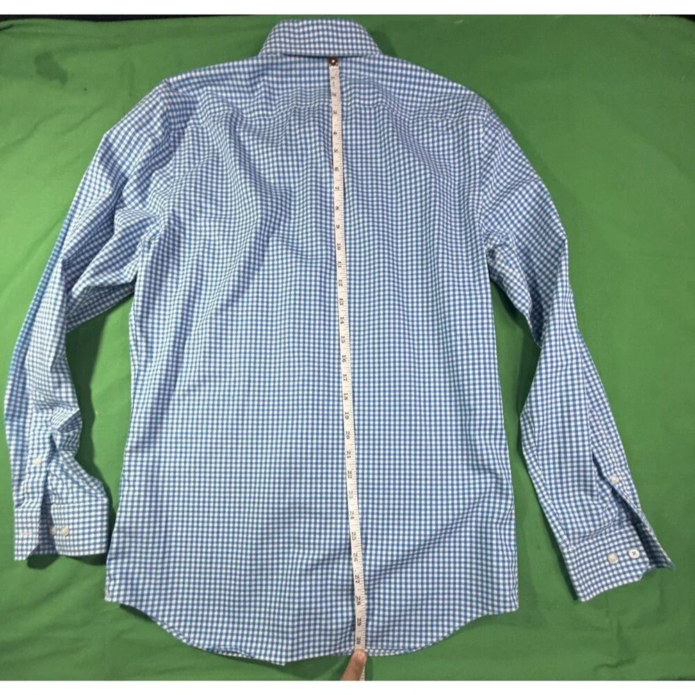 Banana Republic Men's M Blue Check Grant Fit Long Sleeve Button Up Shirt